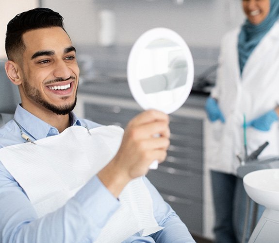 Male patient enjoying his new smile