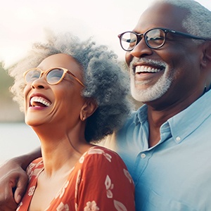 Couple with dentures in Naperville