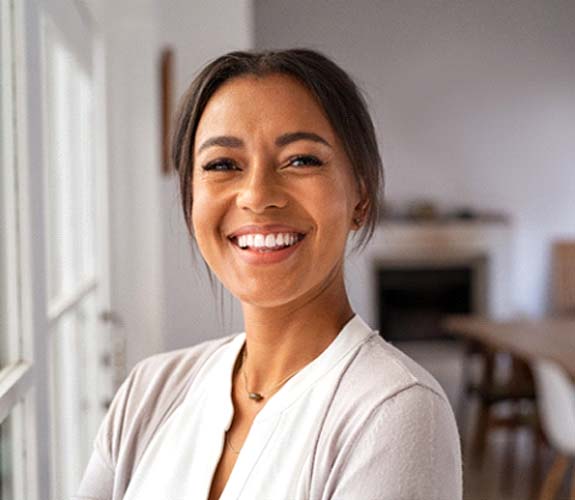 Woman with healthy smile in Naperville