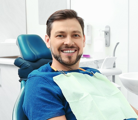 Man smiling during preventive dentistry checkup