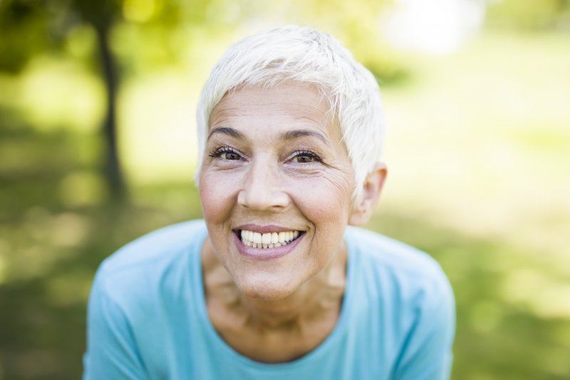 Senior woman with a straight smile after braces