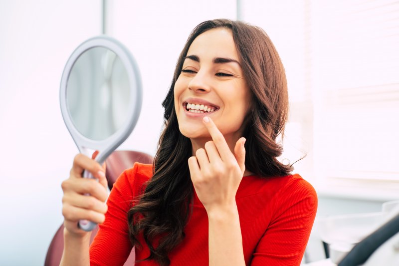 Woman with dental implants